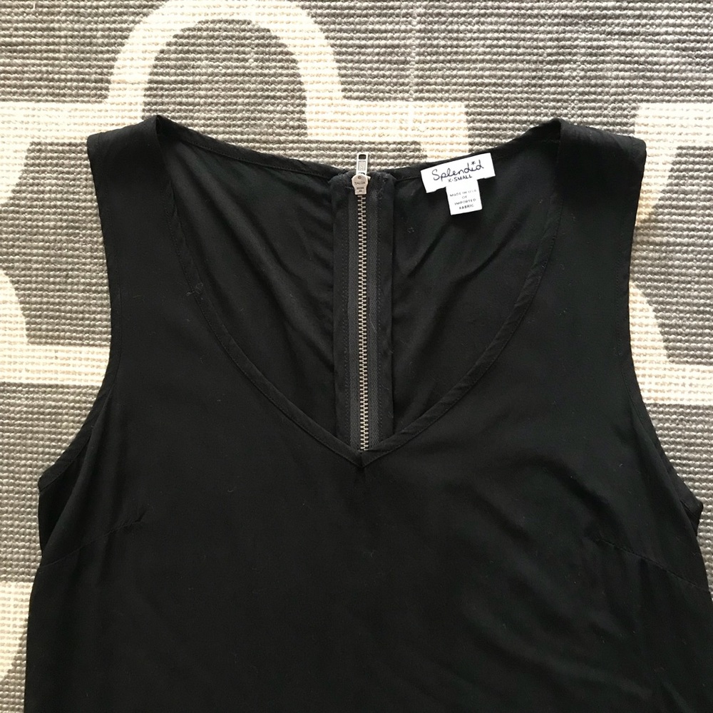 Splendid Black Dress with Leather Block Hem - Picture 5 of 6